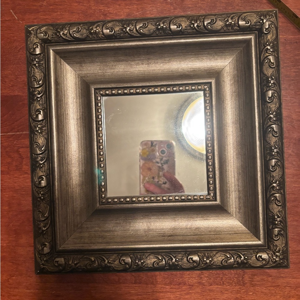 Ornate Square Mirror with Decorative Frame